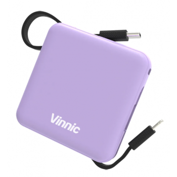 Vinnic VPPB-LC05PU DAMAVAND 5000mAh 自帶雙線迷你充電器 (粉紫色)